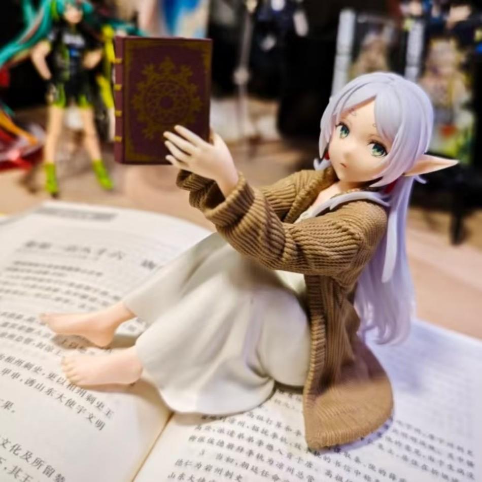 New   frieren beyond the end of the journey anime figure frieren reading action collectible pvc models  statue  gifts