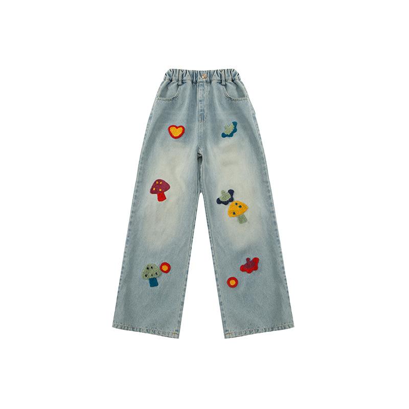 Girls' Jeans Spring and Autumn Children's Pants Spring Loose Wide Leg Pants