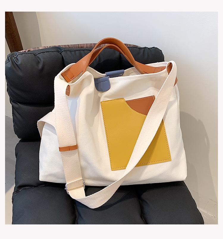 

Большая вместительная холщовая мягкая сумка 2024 года, новая модная универсальная сумка на одно плечо с косым креплением для поездок на работу белый