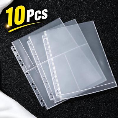 10pcs Small A4 Binder Card Sleeves Pages Single Side Card Storage Sheets  4/6/7 Inch Postcards