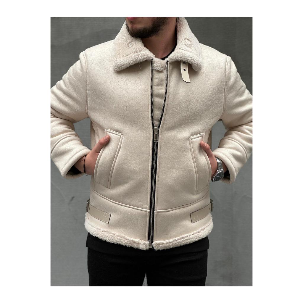 Men's Black Full Shearling Napa Leather Coat