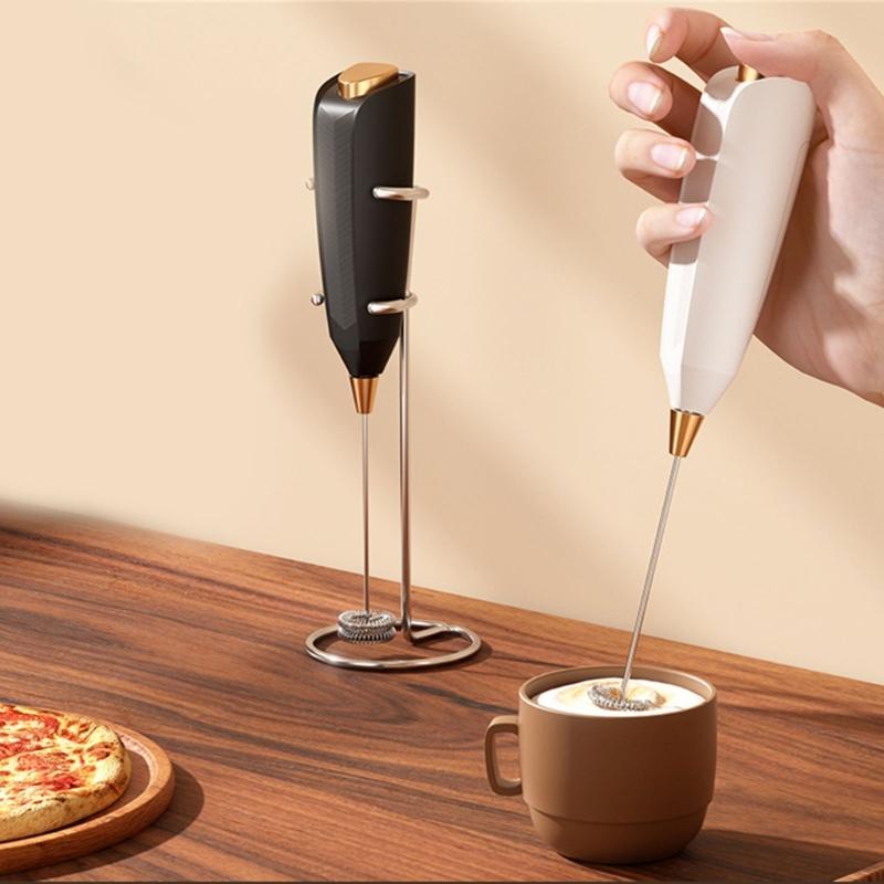 Stainless Steel Milk Frothing Wand with Detachable Whisk Heads Automatic Stirring Function Suitable for Coffee Eggs