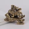 Statue de bête mythique chinoise en laiton antique, petits ornements, figurines Pixiu porte-bonheur vintage, décorations de bureau, thé, animaux de compagnie