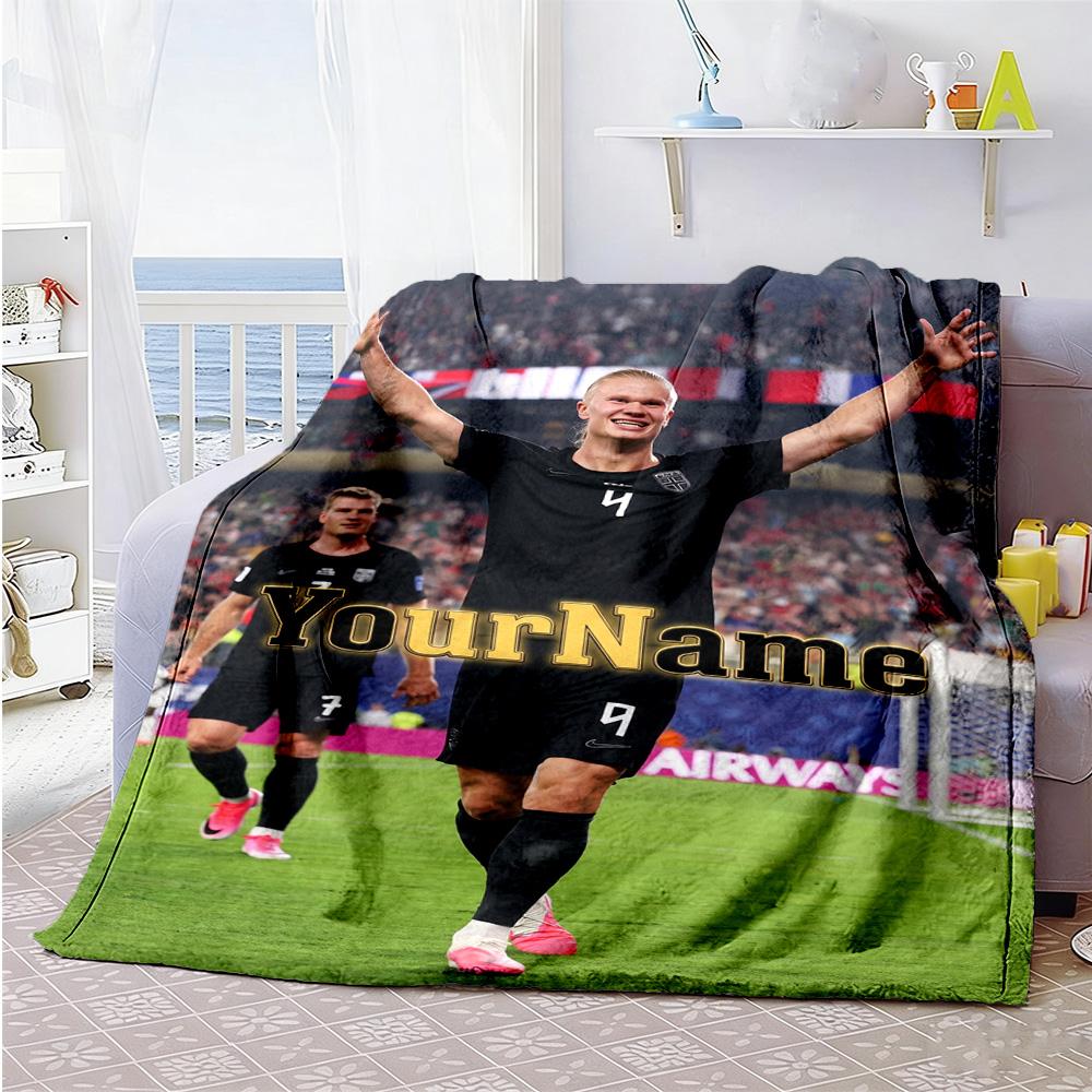 Haaland 72 Personalized Name Blanket Lightweight Personalized Blanket Comfortable Throw For Picnics Living Room Bed Sofa All-Season Use