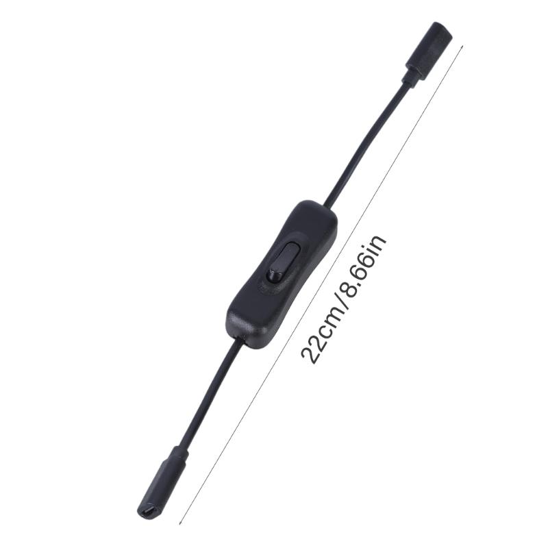 Type C Extension Cable Wire with Power Switching Button, 480Mbps Data 5V3A Charging Cord for LED Light Fan Lamp Black