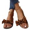 Spring and summer new large size bow slippers women's casual suede one-character flat bottom sandals women's lipprs