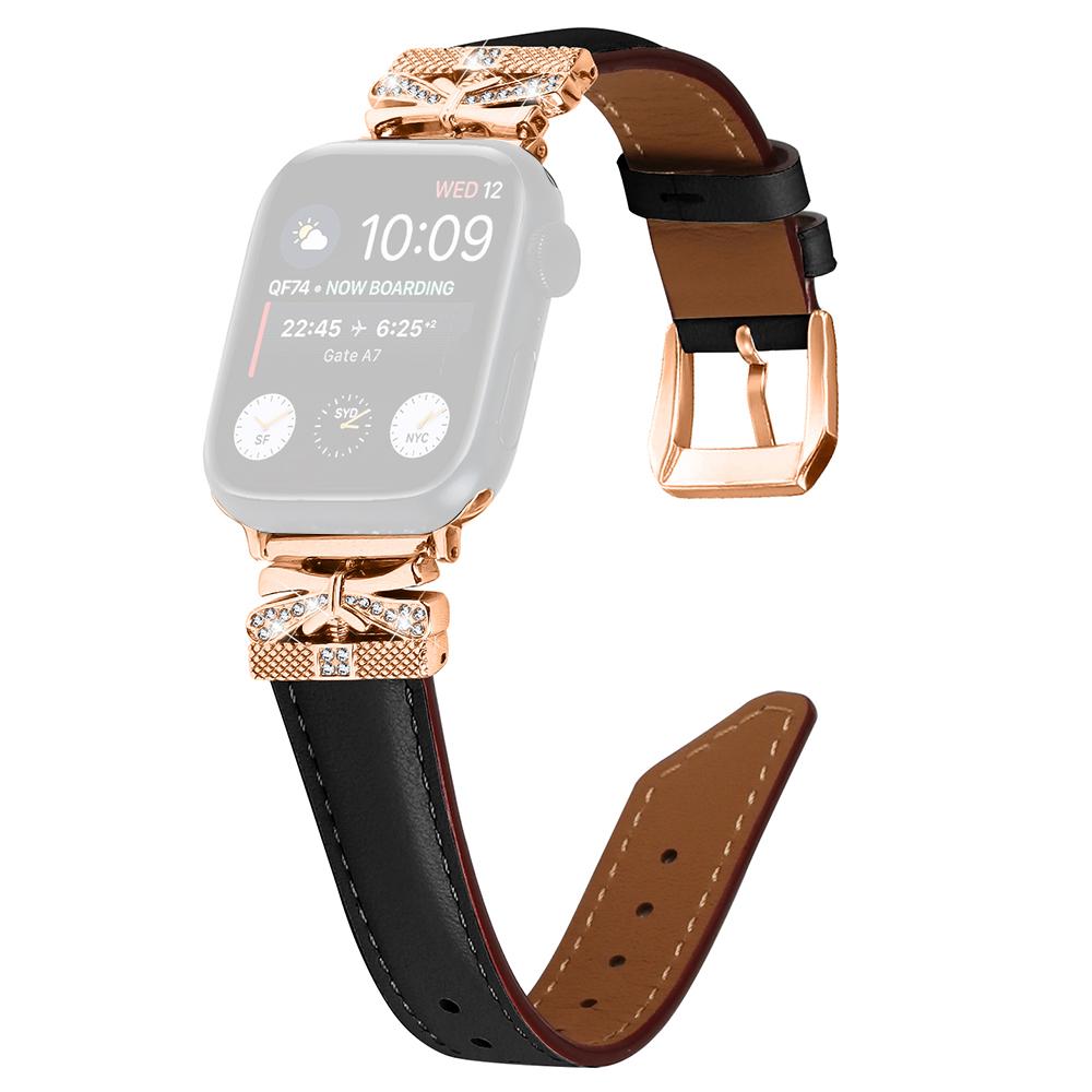 

Watch Strap for Apple Watch Series 10 42mm/9 8 7 41mm/SE (2023) SE (2022) SE 6 5 4 40mm/3 2 1 38mm Rose Gold Buckle Smart Watch Strap Black