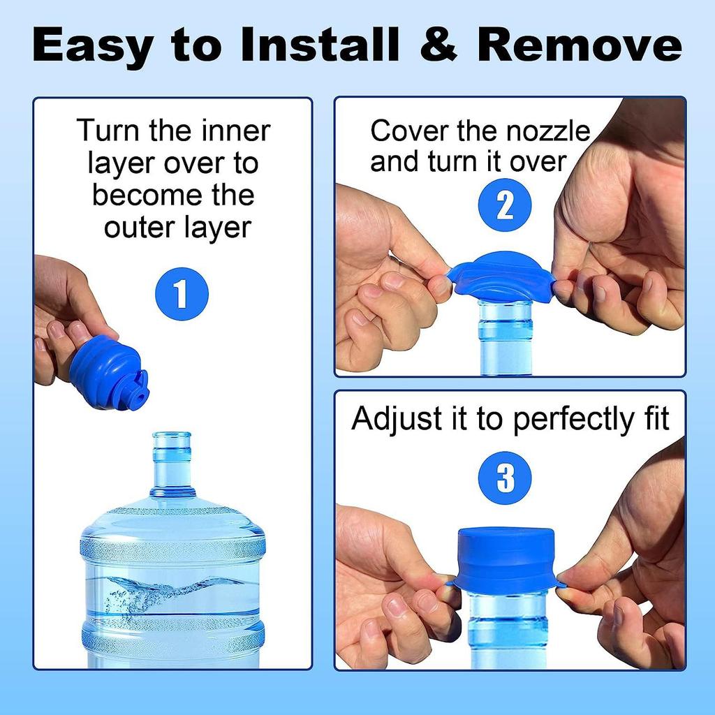 55mm Universal Silicone Water Dispenser Cap For 5 Gallon Bottles Dust Proof Seal Lid Blue