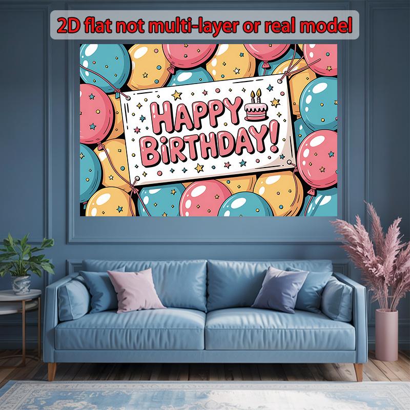 2D flat design, 1 piece packaging, includes a birthday celebration balloon, designed as a photo background decoration.