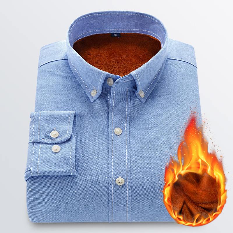 Зимняя новая мужская флисовая утолщенная профессиональная теплая рубашка с длинным рукавом мужская деловая мужская рубашка M озеро синий