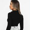 European and American Autumn and Winter Women's Long Sleeved Standing Neck Zippered Slim Fit Jumpsuit