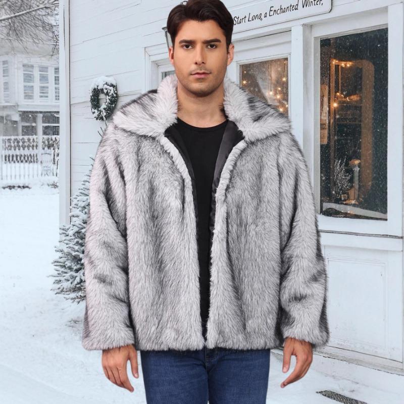 

ns Gray Faux Fox Fur Lapel Collar Winter Warm Jacket S белый