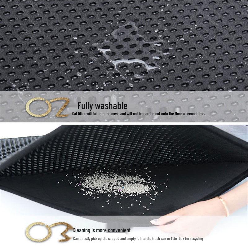 EVA Double-Layer Anti-Splash Honeycomb Cat Litter Mat with Washable Magic Tape for Pet Households