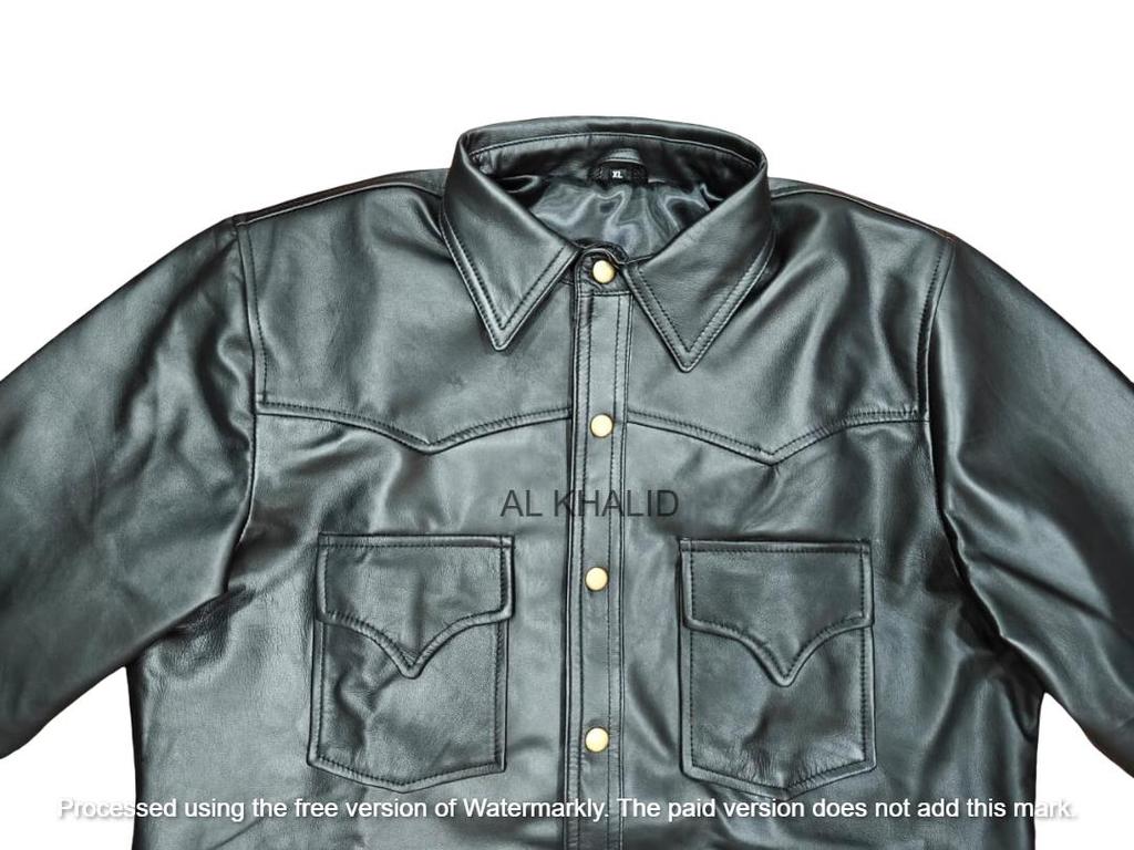 AL KHALID Real New Men's Black Leather Shirt Real Lambskin Causal Fashion Wear Shirt