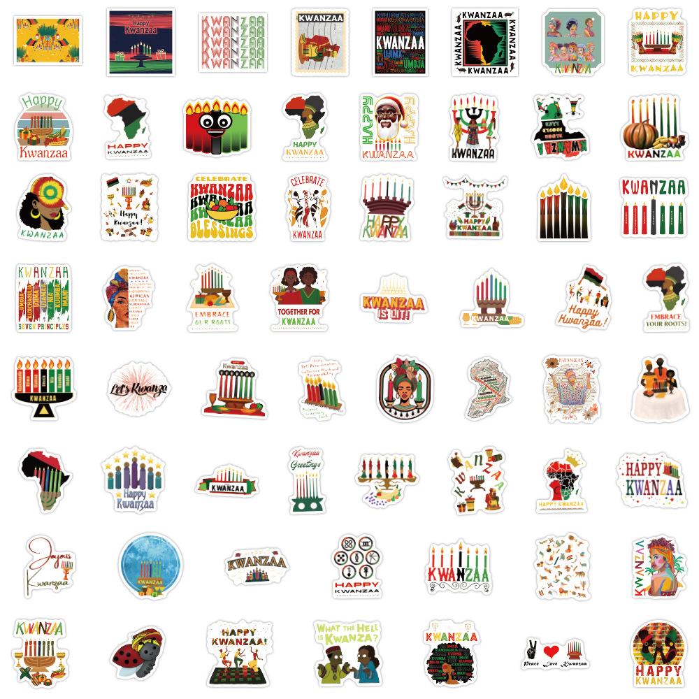 50 Happy Kwanzaa Kwanzaa Festival Party Decoration Stickers American Black Water Cup Mobile Computer Stickers