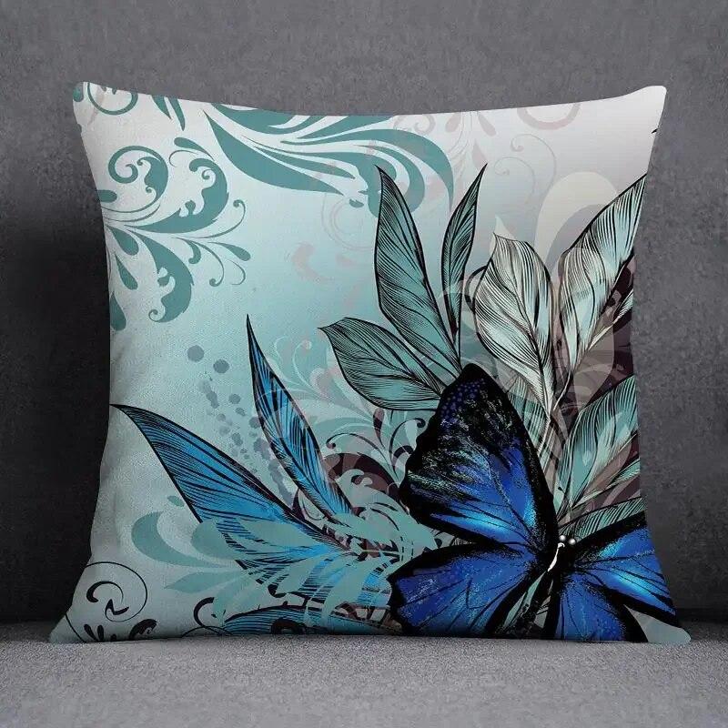 Fronha de almofada quadrada borboleta retrô para decoração de casa e escritório