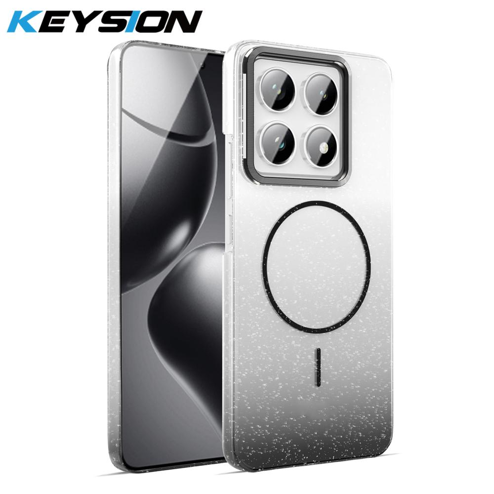 KEYSION Luxus Gradient Glitzer Magnetische Handyhülle für Xiaomi 14T Pro 5G Transparent Hart PC Stoßfeste Hülle für Xiaomi 14T 5G