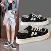 Fashion 2024 New Spring Summer Black Half-drag Canva Shoes Women's Breathable Versatile Hong Kong Style Two-wear Slip-on Heel Shoes