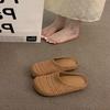 Woven Bag Head Wearing Half Slippers Women's Summer Beach One Pedal Bag Head Half Drag Women's Boken Platform Slippers