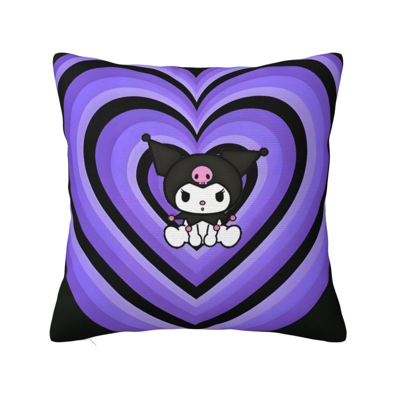 Custom Modern Cute Sanrio Kuromi Anime Cushion Cover Velvet Kawaii Cartoon Pillow Case Home Decor