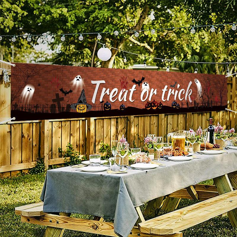 Moon Witch Cat Ghost Creative Halloween Banner