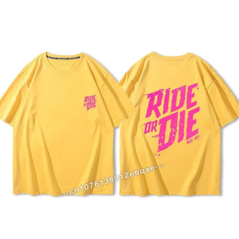 Ride Or Die Letter Print Bavlněné tričko Móda Značka Krátký rukáv Topy Unisex Ženy Léto 2023 Nová cool trička Volné Unisex oblečení