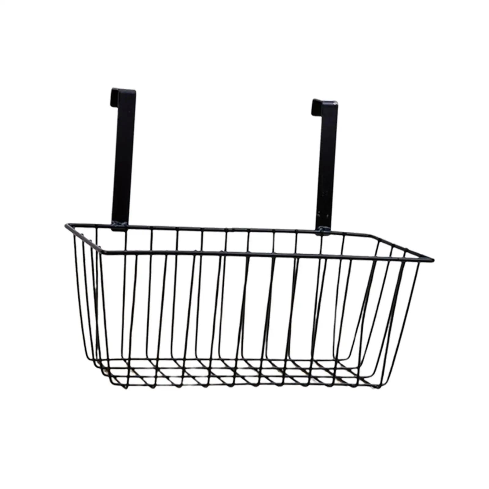 

Прочная железная подвесная корзина для хранения вещей, организация хранения над дверцей шкафа чёрный