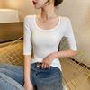 Women's Black Slim-Fit Modal Half-Sleeve Round Neck T-Shirt