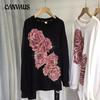 Plus Size Heavy Drill Sweatshirt Women's Autumn Rose Round Neck Pullover Long Sleeve Top