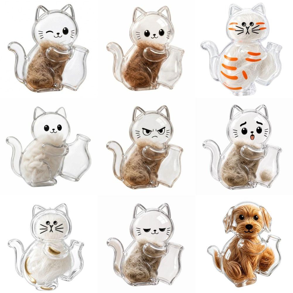 DIY Pet Hair Keepsake Box Transparent Pet Memorial Container  Pet Souvenirs