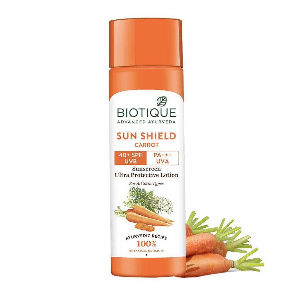 

Biotique SUN SHIELD CARROT Ультразащитный солнцезащитный лосьон SUN SHIELD 40+SPF UVB (120мл)