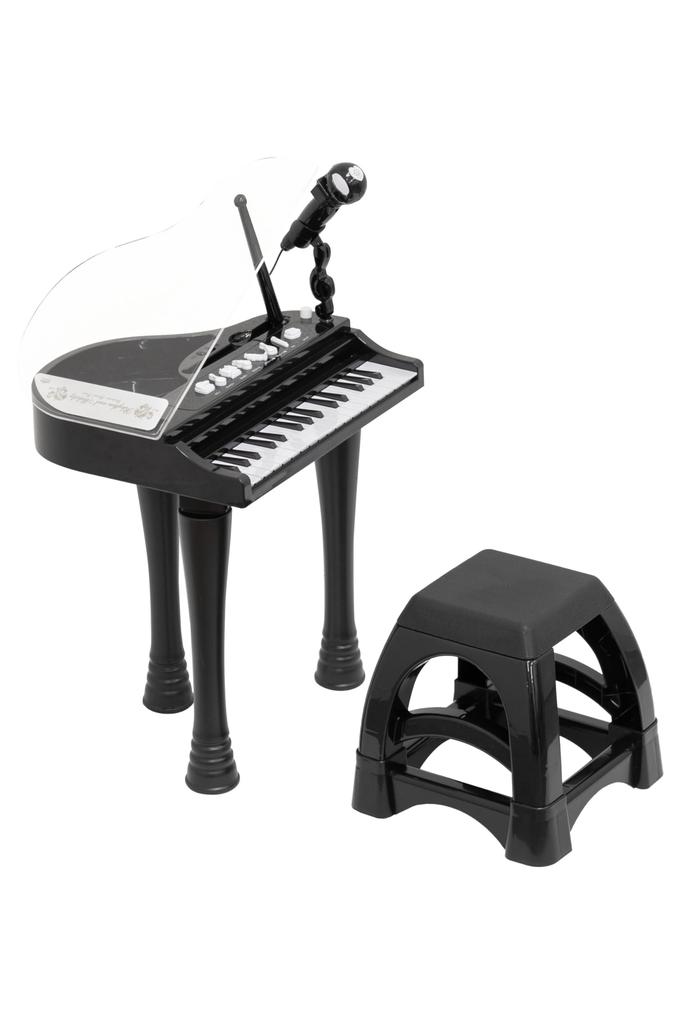 RiZKiZ Kids Grand Piano Toy with Microphone and Chair Mini Toy Electronic Electronic 4 Demo Musical Instrument Educational Toy Clear Roof Glows