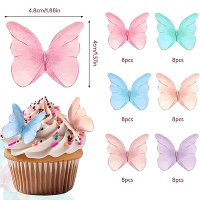48 Stück Papier Schmetterling Geburtstagsdekorationen Mehrfarbig Leichter Schmetterling Topper für Geburtstag Jubiläum Hochzeitsfeier