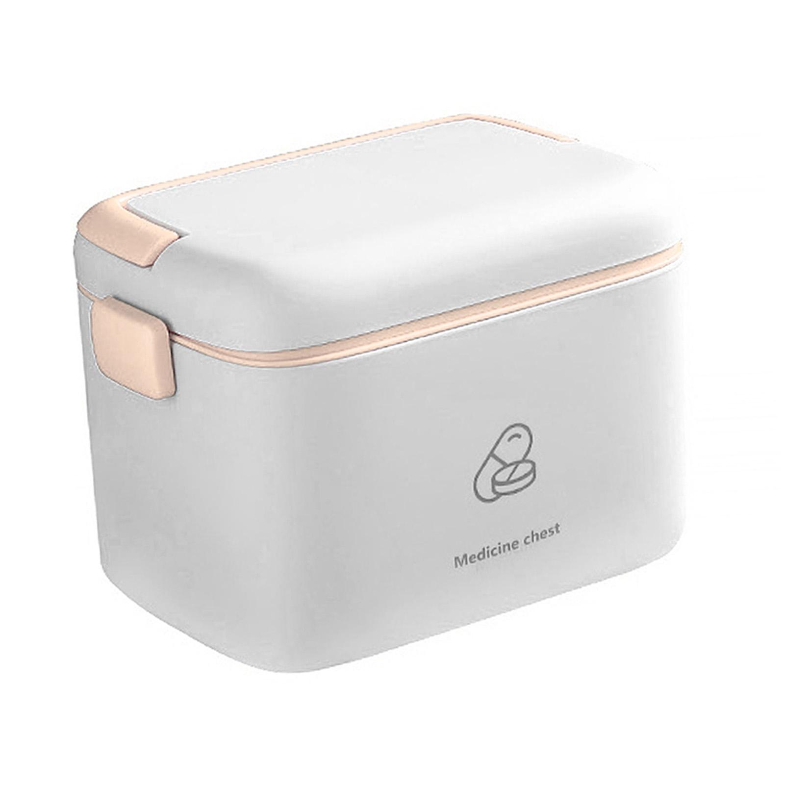 

Medicine Storage Box PP Sealed Portable Aid Kit Container Emergency Medicine Case with Handle for Home