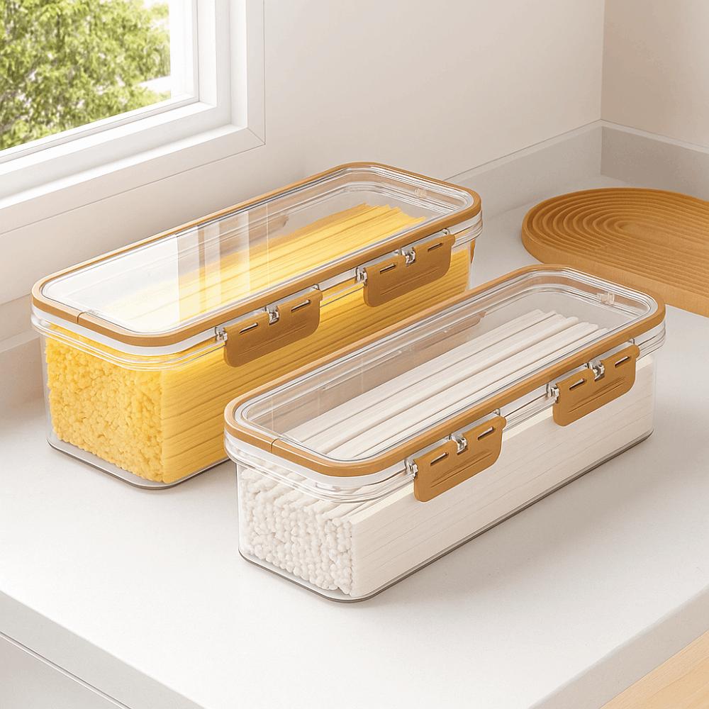 Transparent Noodles Storage Box Rectangular Spaghetti Container  for Home