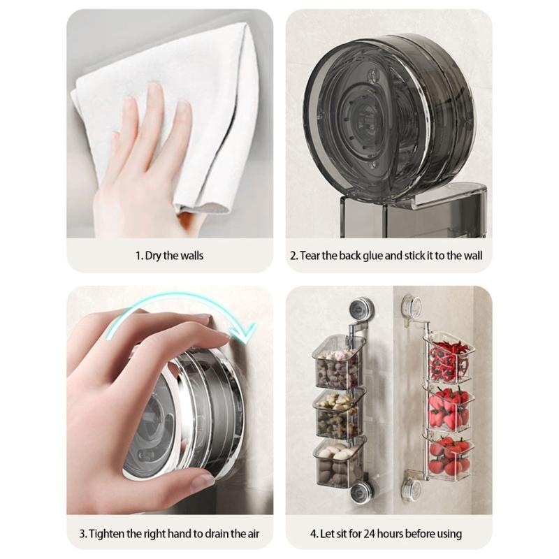 Strong Adhesive Wall Hanging Basket For Kitchen Countertop Modern Plastic Storage Container Easy Mount Design Removable Home Organization Tool