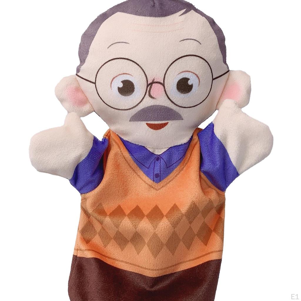 Family Hand Puppets Head Gloves Stuffed Animal Toy Role Play Model Figure Plush Pretend Toys for