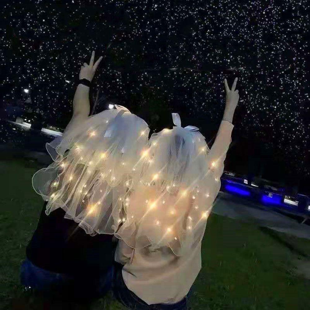 Bow Veil Bridesmaid Bridal LED Light Bride Veil Wedding Veil Korean Bride Headwear Bride Crown