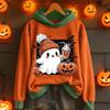 Ladies' Casual And Fashionable Halloween Printed Long Sleeved Hooded Warm Shirt Loose And Comfortable Hoodie