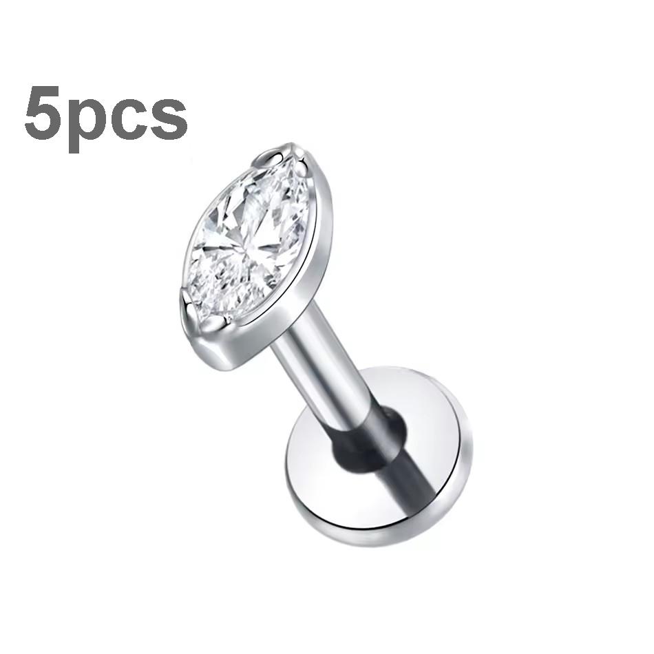 5Pcs/lot Titanium CZ Ear Stud Tragus Cartilage Earrings for Women Labret Lip Lobe Ring Helix Daith Piercing Body Jewelry