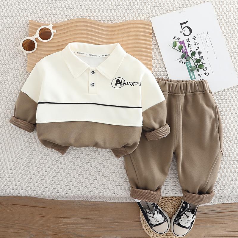

Комплект с длинными рукавами для мальчиков 0-5 лет Детская простая рубашка-поло Повседневные брюки Комплект из двух предметов Детская модная одежда XXL хаки