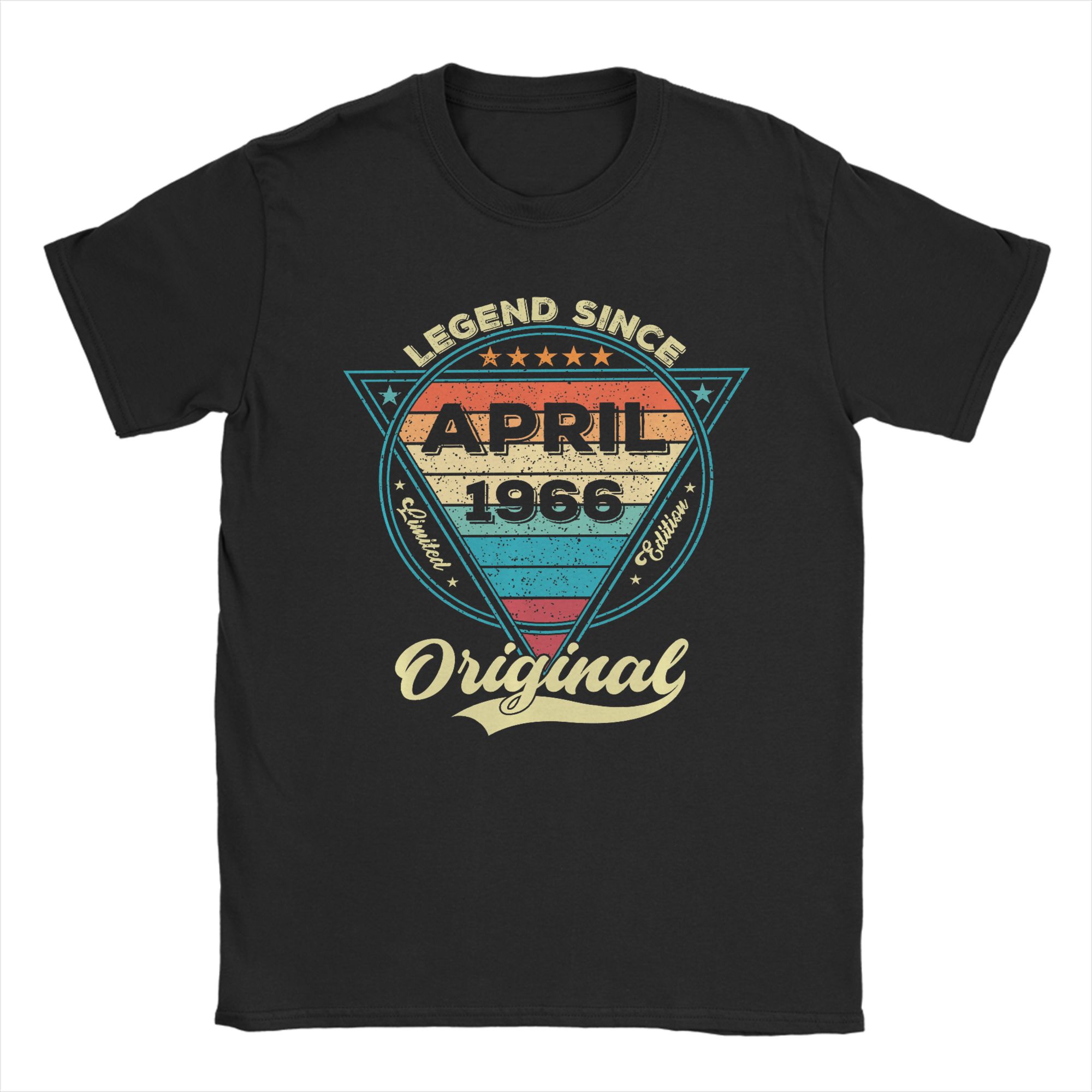Vintage 60th Birthday Legend Since April 1966 T-Shirt Summer 100% Cotton T Shirts For Unisex Harajuku Loose Tshirt Aesthetic Tees S