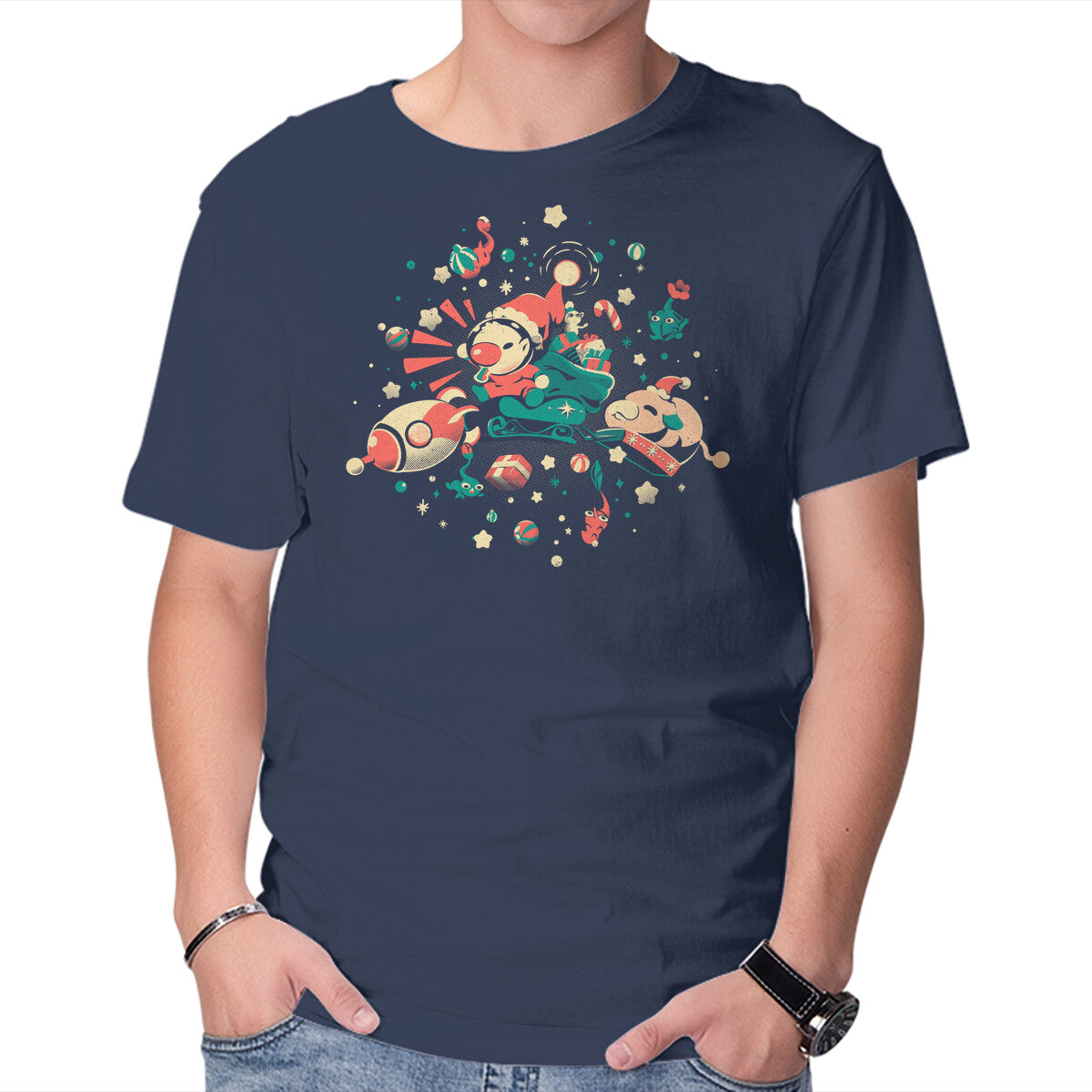 Unisex Crew Neck T-Shirt Happy Lil Xmas Graphic Short Sleeve Casual Tee M