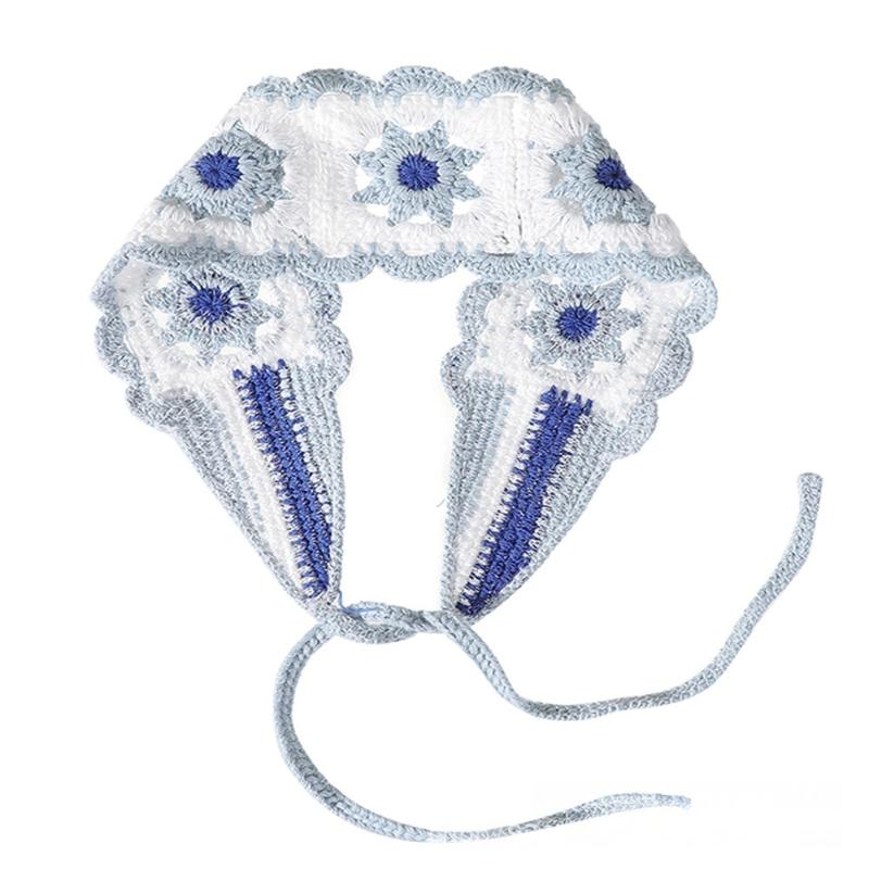 Fascia in maglia floreale estiva Turbante elasticizzato Fascia per capelli con fiore all'uncinetto Copricapo Bandane Per Ragazze Donne Accessori per capelli