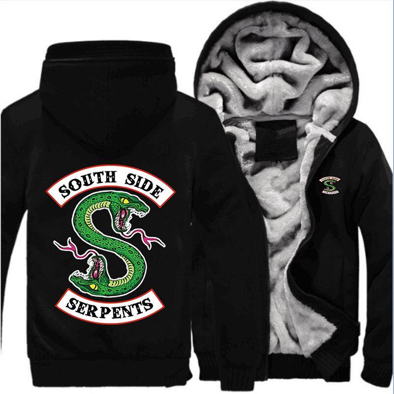 Serpents Men Riverdale Hoodies Zip Sweatshirts Thick Fleece Jacket Coat Hooded