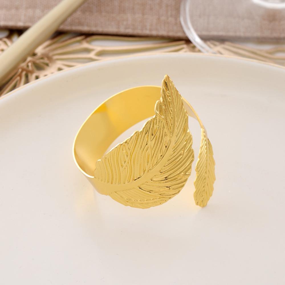 6PCS Leaf Napkin Ring Metal Napkin Ring Holder High-end Towel Ring Restaurant