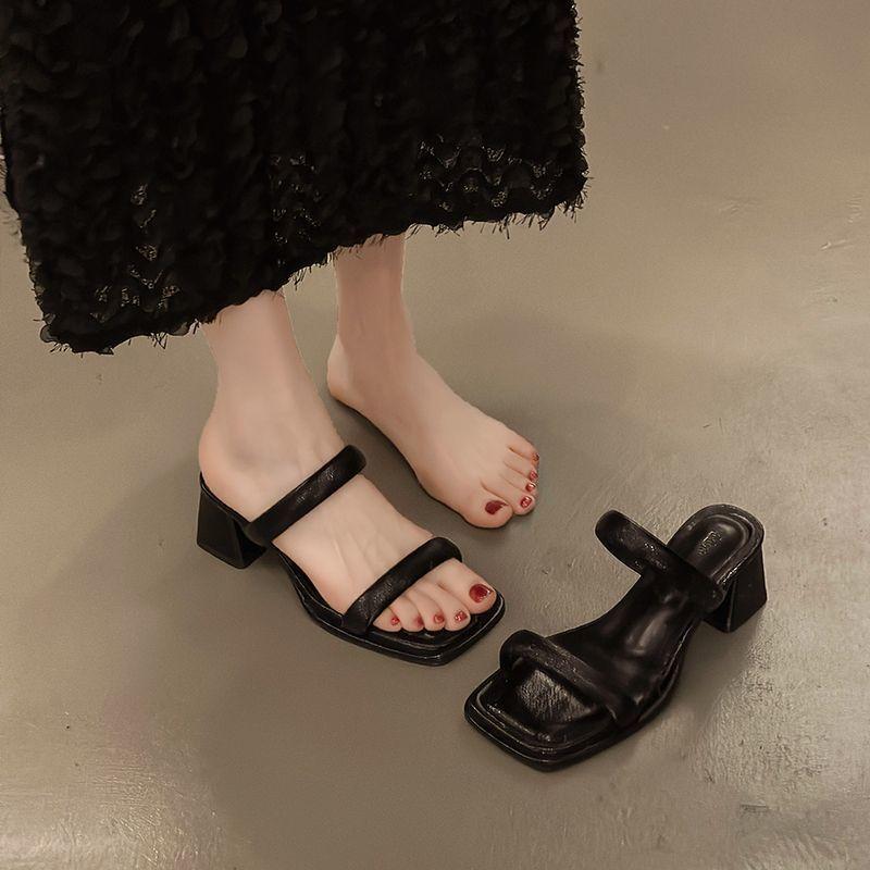 French temperament is beautiful, thick heel with sandals 2025 new model with skirt, high heel cool slippers women's summer wear