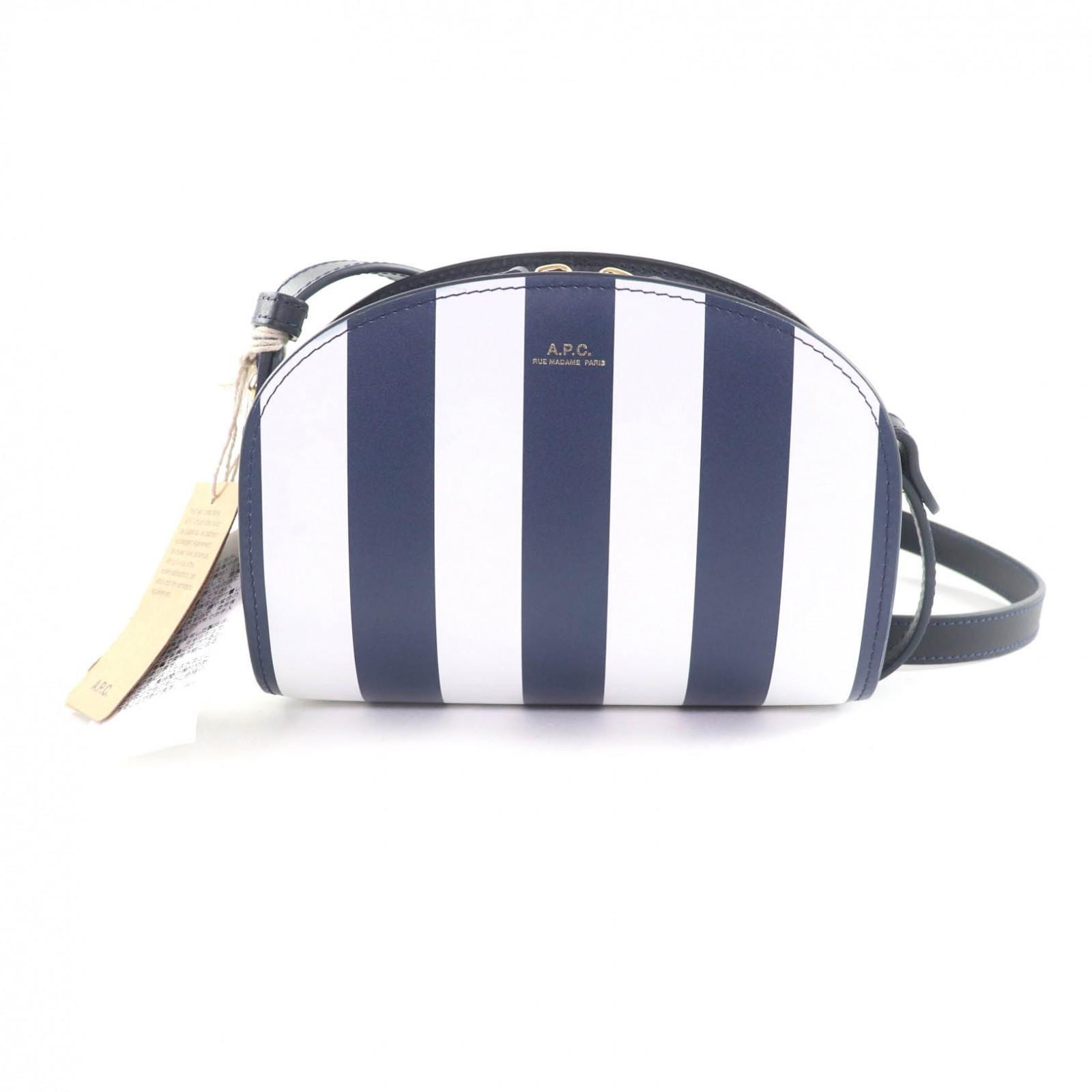 

Pristine A.P.C. Shoulder Bag sac deml mini Navy white leather Women PXBSZ-F61392 Used