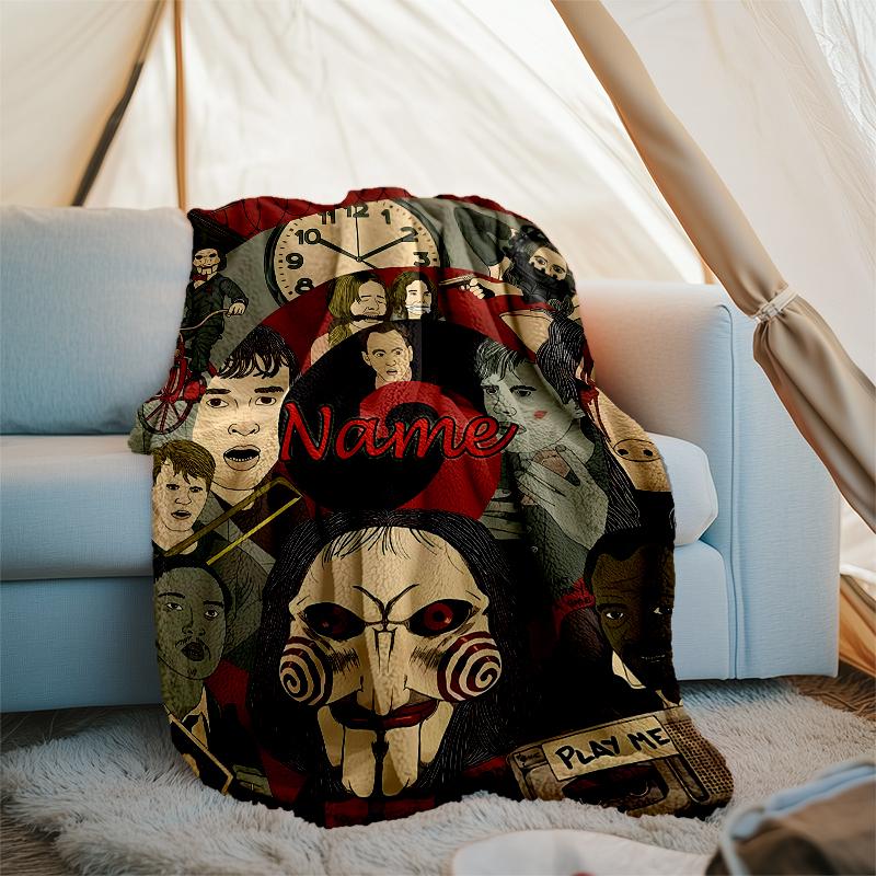 Personalized Custom Name Blanket - Billy the Puppet Print Design,Blanket for Sofa,Bed,Travel,Camping - Soft and Warm, Great Gift