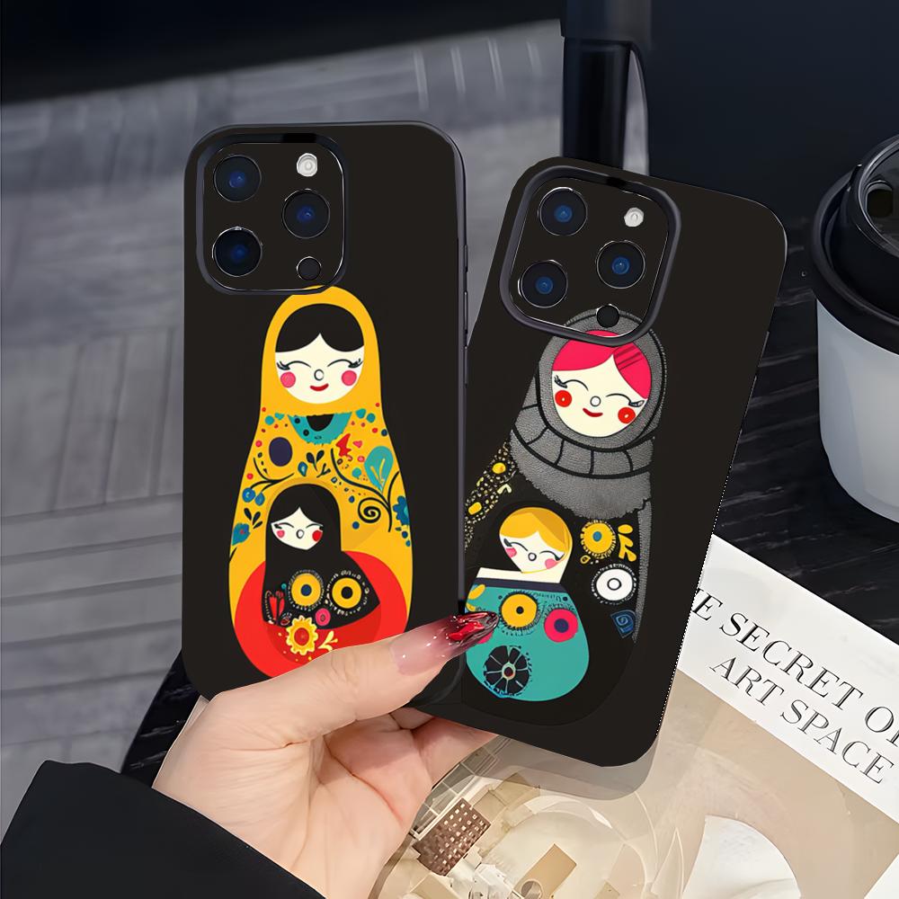 Traditional Russian Toy M-Matryoshka doll Phone Case Black Matte Thin Phone Case For iPhone17 16 15 14 13 ProMax